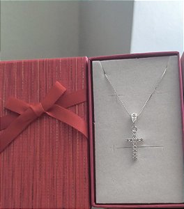 Colar Crucifixo Cravejado Prata 925