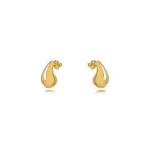 Brinco Gota Lisa Banho Ouro 18K