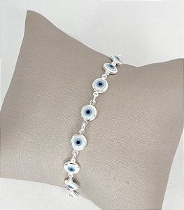 Pulseira Olho Grego Claro Prata 925
