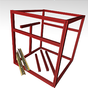 Kit Frame em Perfil Estrutural em Alumínio Vermelho P/ Impressora 3D Voron Trident