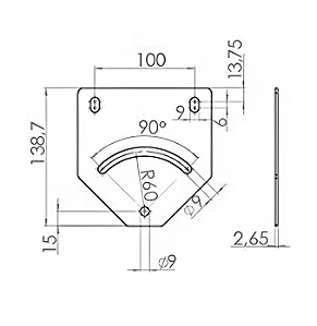 Placa Plana Para Regulagem de Ângulo Preta p/ Perfil Base 30, 40 e 45