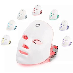 Máscara de Fototerapia 7 cores LEDs - clareamento/acne/rejuvenescimento c/ BRINDE EXCLUSIVO PM