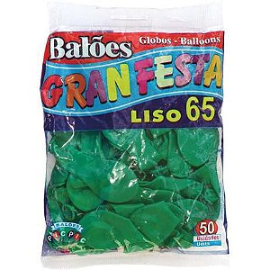 Balão Liso 6.5 Verde Bandeira C/50 Gran Festa