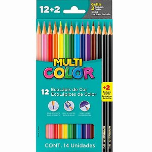 Lápis de Cor 12 Cores + 2 Lápis Grafite Multicolor Super Faber Castell