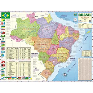 Mapa Brasil Escolar Politico-Estatístico-Rodoviário 120X90Cm Multimapas