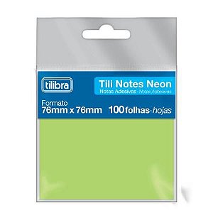 Bloco Adesivo Tili Notes 76X76Mm 100F Verde Neon Tilibra
