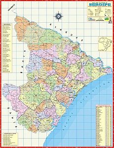 Mapa Sergipe Escolar Politico 120X90Cm Multimapas