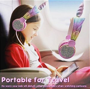 Unicórnio Headphone Fone Infantil Com Led Colorido