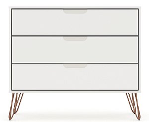 Cômoda com três gavetas na cor branca