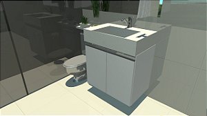 Balcão de banheiro com duas portas em MDF Branco