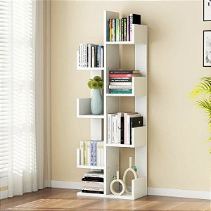 Estante moderna  geométrica 15mm para livros em MDF branco