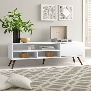 Rack horizontal Valência em MDF 15mm com uma porta e 3 nichos para objetos