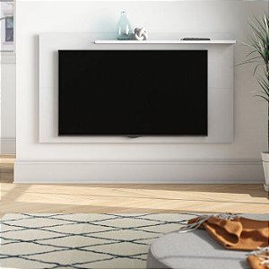 Painél de TV moderno em MDF 15mm  branco com prateleira suspensa