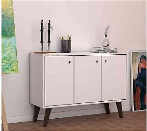 Buffet Moderno branco em MDF 15mm com três portas e uma prateleira