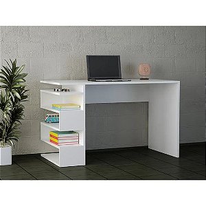 Escrivaninha reta sem gavetas, com nicho lateral