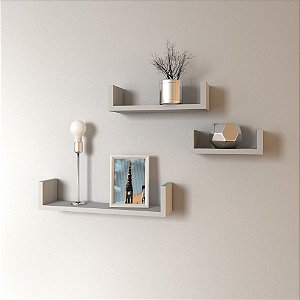 Kit com três prateleiras em MDF de 15 mm com medidas variadas cor branca