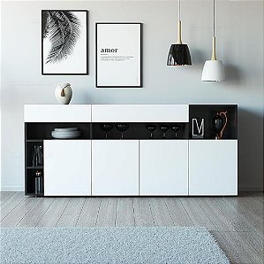 Buffet fabricado em MDF  com portas e nichos abertos