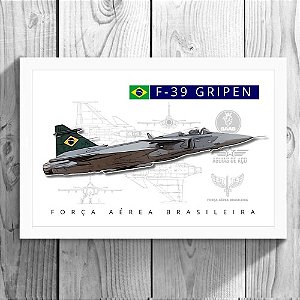 Quadro - GRIPEN FORÇA AÉREA BRASILEIRA (20cm x 30cm)