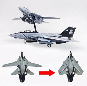 F-14 TOMCAT - METAL - COM ASAS DE GEOMETRIA VARIÁVEL E OPÇÕES DE TREM DE POUSO (1:100)