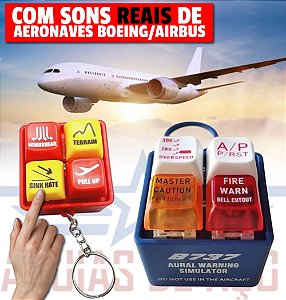 NOVO chaveiro com SONS REAIS de aviões BOEING/AIRBUS - PULL UP! TERRAIN! Entre outros