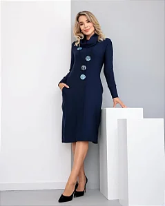 Vestido Moletinho Manga Longa e Gola  5275
