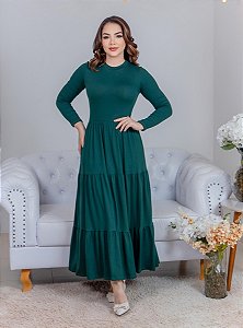 Vestido Longo Manga Longa Viscolycra Liso 2368