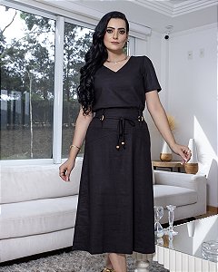 Conjunto Saia Midi Linho 0291