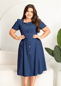 Vestido Chambray Com Botões
