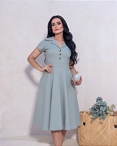 Vestido Tricoline com Botões 9038