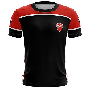 Camiseta Motociclista BRK Ducati 03 Preta e Vermelha com UV50+