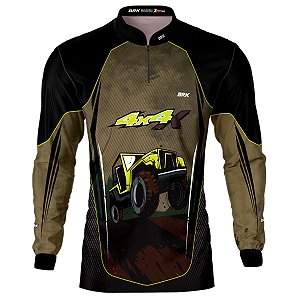 Camiseta Brk Off Road Mountain Jipe 4X4 Marrom com Uv50+