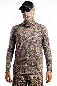 Camisa de Pesca Ninja BRK com Capuz Real Tree com UV50 +