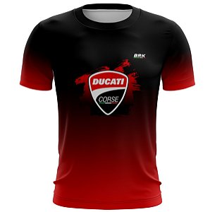 Camiseta Motociclista BRK Ducati Preto e Vermelho com UV50 +