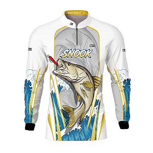 Camisa de Pesca Brk Robalo Branco e Cinza com Proteção UV 50+