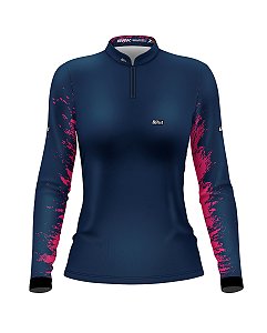 Camisa de Pesca BRK Feminina Splash Azul com UV50 +