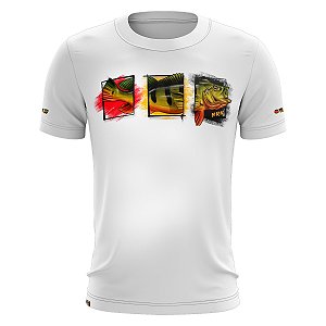 Camiseta de Pesca BRK Branca Tucunaré Açu com UV50 +