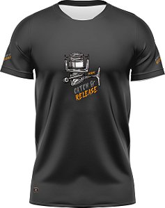 Camiseta Casual de Pesca BRK Molinete Cinza com UV50 +