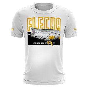 Camiseta Casual de Pesca BRK Branca Robalo Flecha com UV50 +