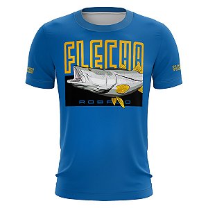 Camiseta Casual de Pesca BRK Azul Robalo Flecha com UV50 +