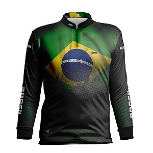 Camisa de Pesca Infantil BRK Bandeira Brasil com UV50 +