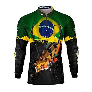 Camisa de Pesca BRK Tucunaré Açu Brasil com UV50 +