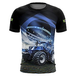 Camiseta Agro BRK O Agro Não Para Azul com UV50 +