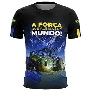 Camiseta Agro BRK Respeita o Agro Trator Azul com UV50 +