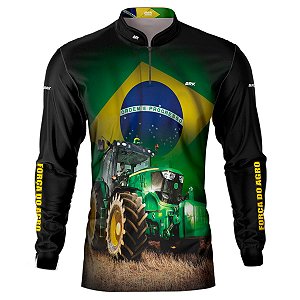 Camisa Agro BRK Preta Trator Verde Brasil com UV50 +