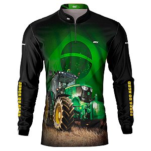 Camisa Agro BRK Trator Verde Brasil com UV50 +