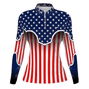 Camisa Country BRK Feminina Estados Unidos com UV50 +