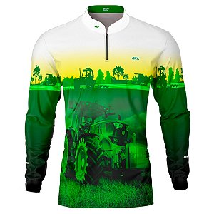 Camisa Agro BRK Branca Amarela e Verde com UV50 +