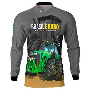 Camisa Agro BRK Brasil é Agro Cinza  com UV50 +