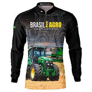 Camisa Agro BRK Preta Brasil é Agro com UV50 +