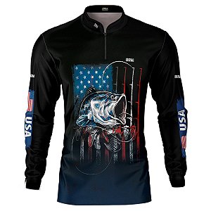 Camisa de Pesca BRK Black Bass USA com UV50 +